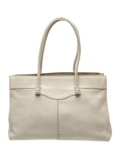 Pre-owned Tod's Leather Shoulder Bag In Neutral