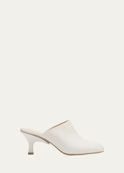 Tod's Leather Slide Mules In White