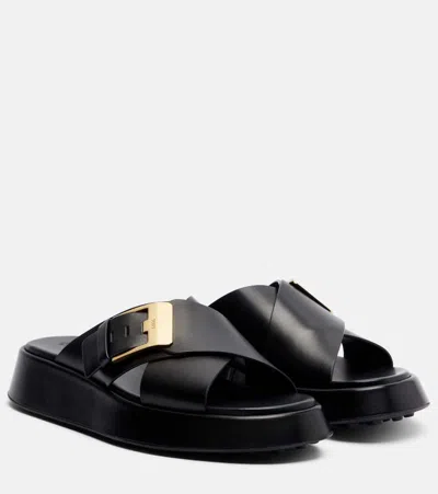 Tod's Buckled Leather Sandals In Black