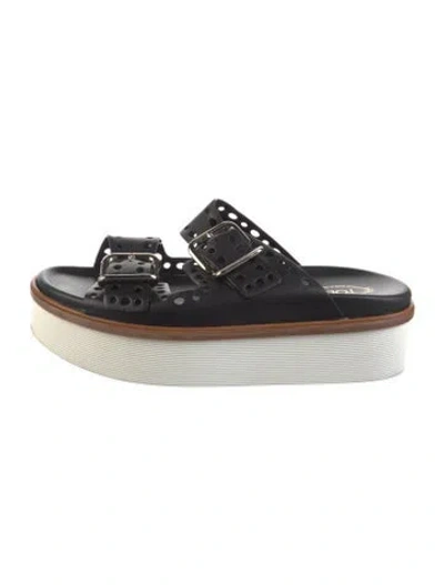 Pre-owned Tod's Leather Slides In Black
