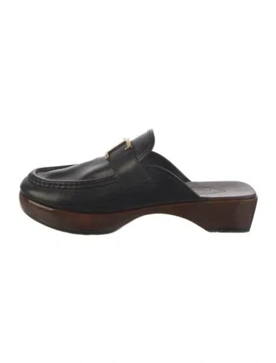 Pre-owned Tod's Leather Slides In Black