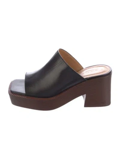 Pre-owned Tod's Leather Slides In Black