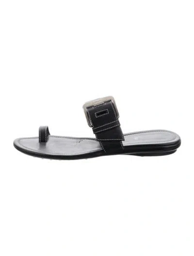 Pre-owned Tod's Leather Slides In Black
