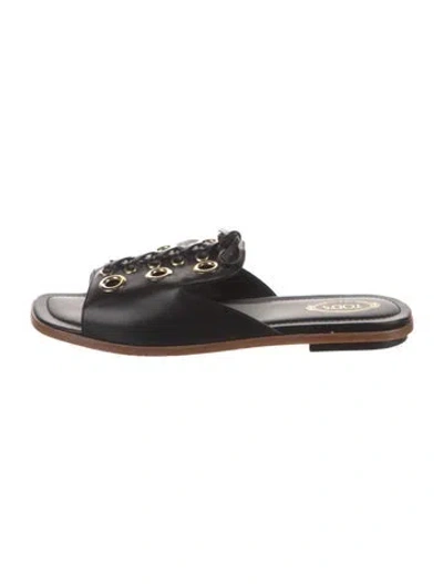 Pre-owned Tod's Leather Slides In Black