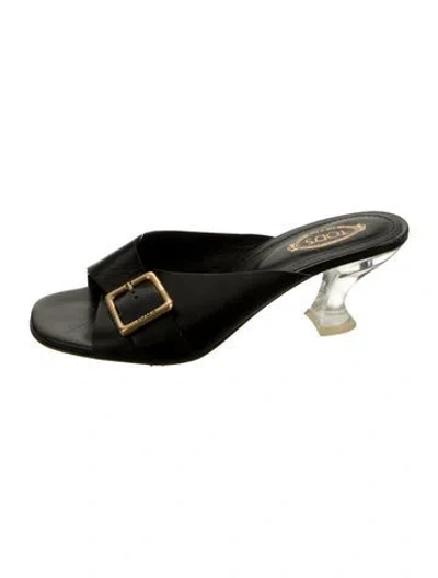 Pre-owned Tod's Leather Slides In Black