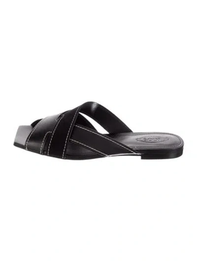 Pre-owned Tod's Leather Slides In Black