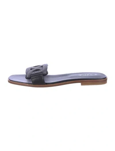 Pre-owned Tod's Leather Slides In Blue