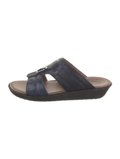 Pre-owned Tod's Leather Slides In Blue