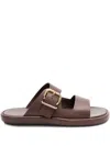Shop Tod's Leather Slides In Brown