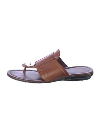 Pre-owned Tod's Leather Slides In Brown