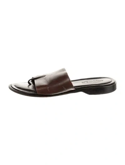 Pre-owned Tod's Leather Slides In Brown