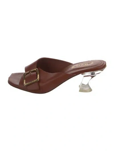 Pre-owned Tod's Leather Slides In Brown