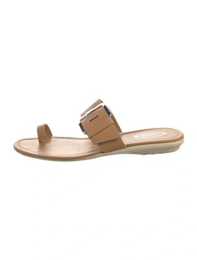 Pre-owned Tod's Leather Slides In Brown