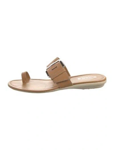 Pre-owned Tod's Leather Slides In Brown