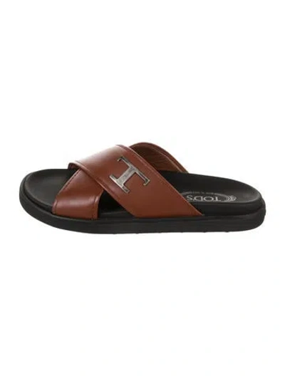 Pre-owned Tod's Leather Slides In Brown
