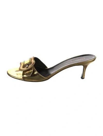 Pre-owned Tod's Leather Slides In Gold