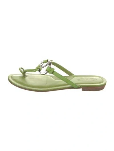 Pre-owned Tod's Leather Slides In Green