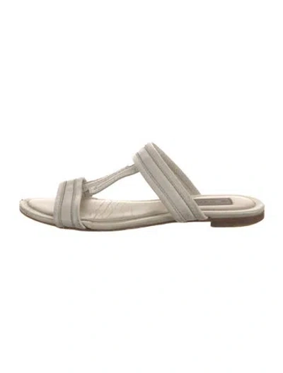 Pre-owned Tod's Leather Slides In Neutral