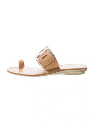 Pre-owned Tod's Leather Slides In Neutral