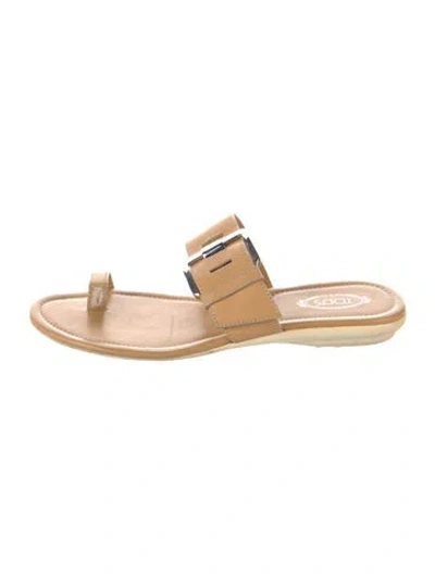 Pre-owned Tod's Leather Slides In Neutrals
