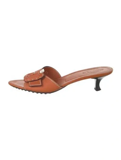 Pre-owned Tod's Leather Slides In Orange