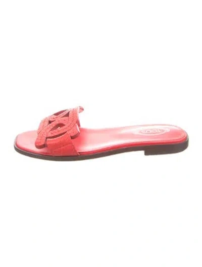 Pre-owned Tod's Leather Slides In Red