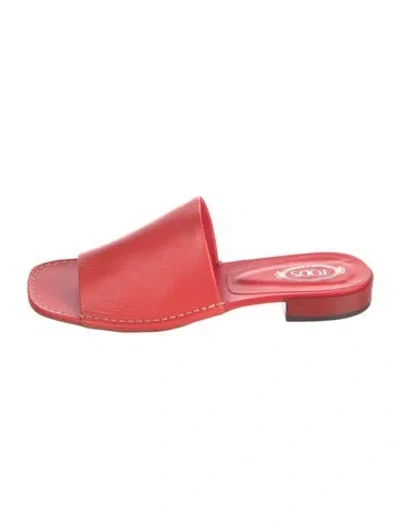 Pre-owned Tod's Leather Slides In Red