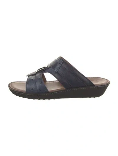 Pre-owned Tod's Leather Slides W/ Tags In Blue