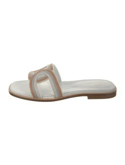 Pre-owned Tod's Leather Slides In White