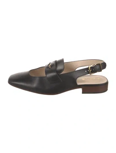 Pre-owned Tod's Leather Slingback Flats In Black