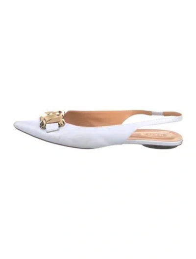 Pre-owned Tod's Leather Slingback Flats In Blue