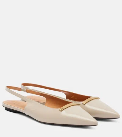 Tod's Leather Slingback Flats In Sand