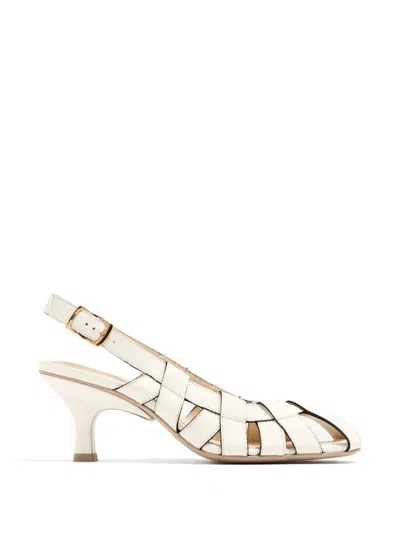 Tod's Leather Slingback Pumps In White