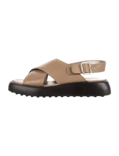 Pre-owned Tod's Leather Slingback Sandals In Black