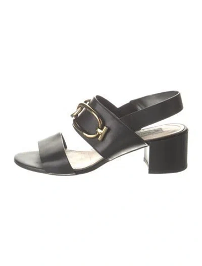 Pre-owned Tod's Leather Slingback Sandals In Black