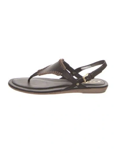 Pre-owned Tod's Leather Slingback Sandals In Brown