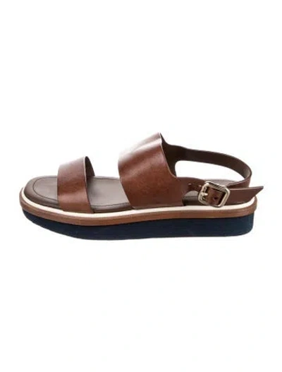 Pre-owned Tod's Leather Slingback Sandals In Brown