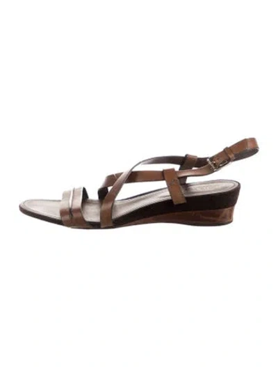 Pre-owned Tod's Leather Slingback Sandals In Brown