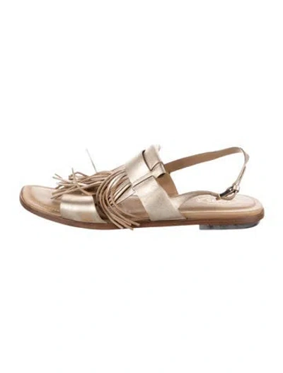 Pre-owned Tod's Leather Slingback Sandals In Gold