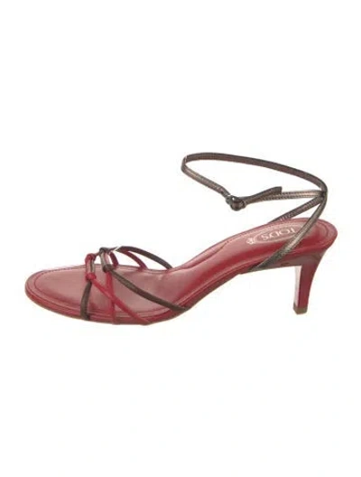 Pre-owned Tod's Leather Slingback Sandals In Red