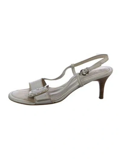 Pre-owned Tod's Leather Slingback Sandals In Silver