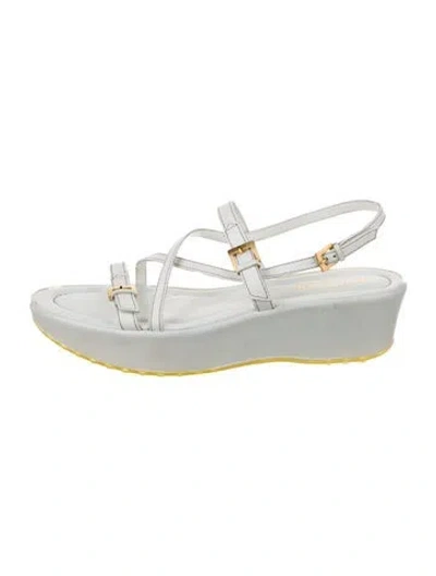 Pre-owned Tod's Leather Slingback Sandals In White