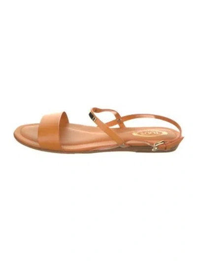 Pre-owned Tod's Leather Slingback Sandals In Yellow