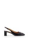 Tod's Square Toe Block Heel Gold-tone Hardware Slingback