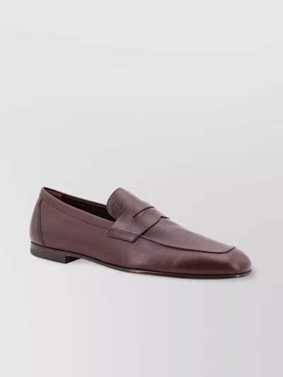 Tod's Leather Slip-on Loafer Round Toe In Purple