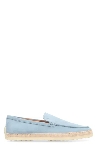 Tod's Leather Slipper Loafers In Blue