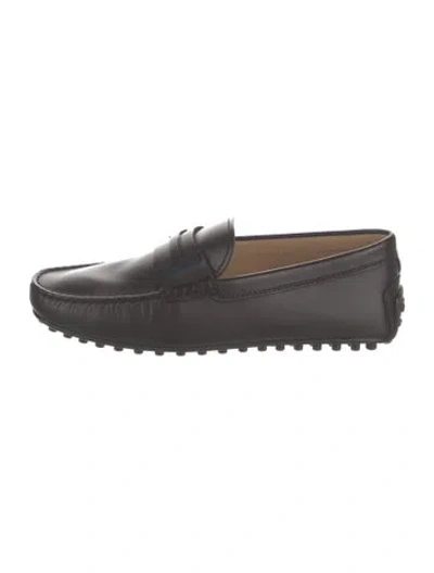 Pre-owned Tod's Leather Slippers In Black