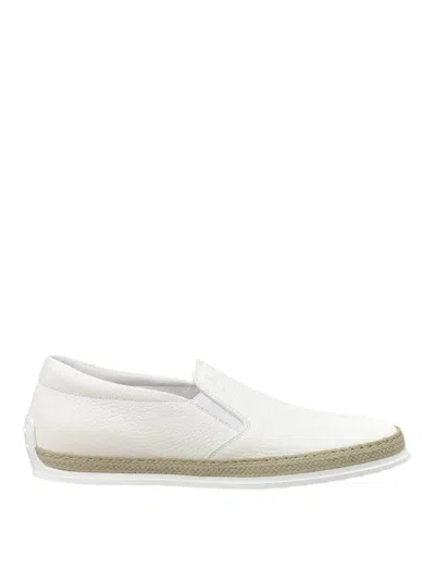 Tod's Leather Slippers In Blanco