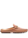 Tod's Dark Brown Calfskin Slip On With Metal Detail In Brown