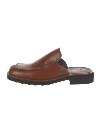 Pre-owned Tod's Leather Slippers In Brown